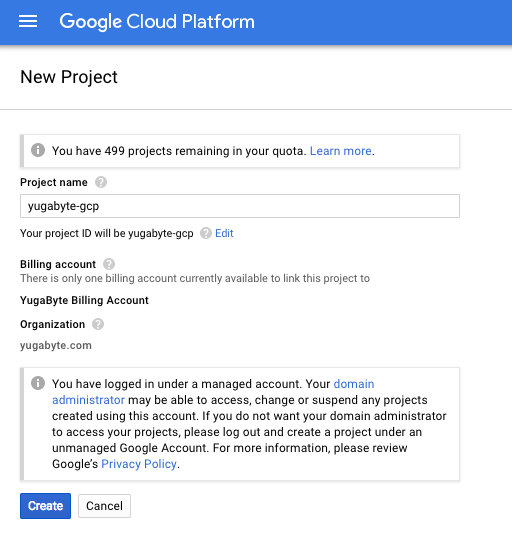 Creating a GCP project