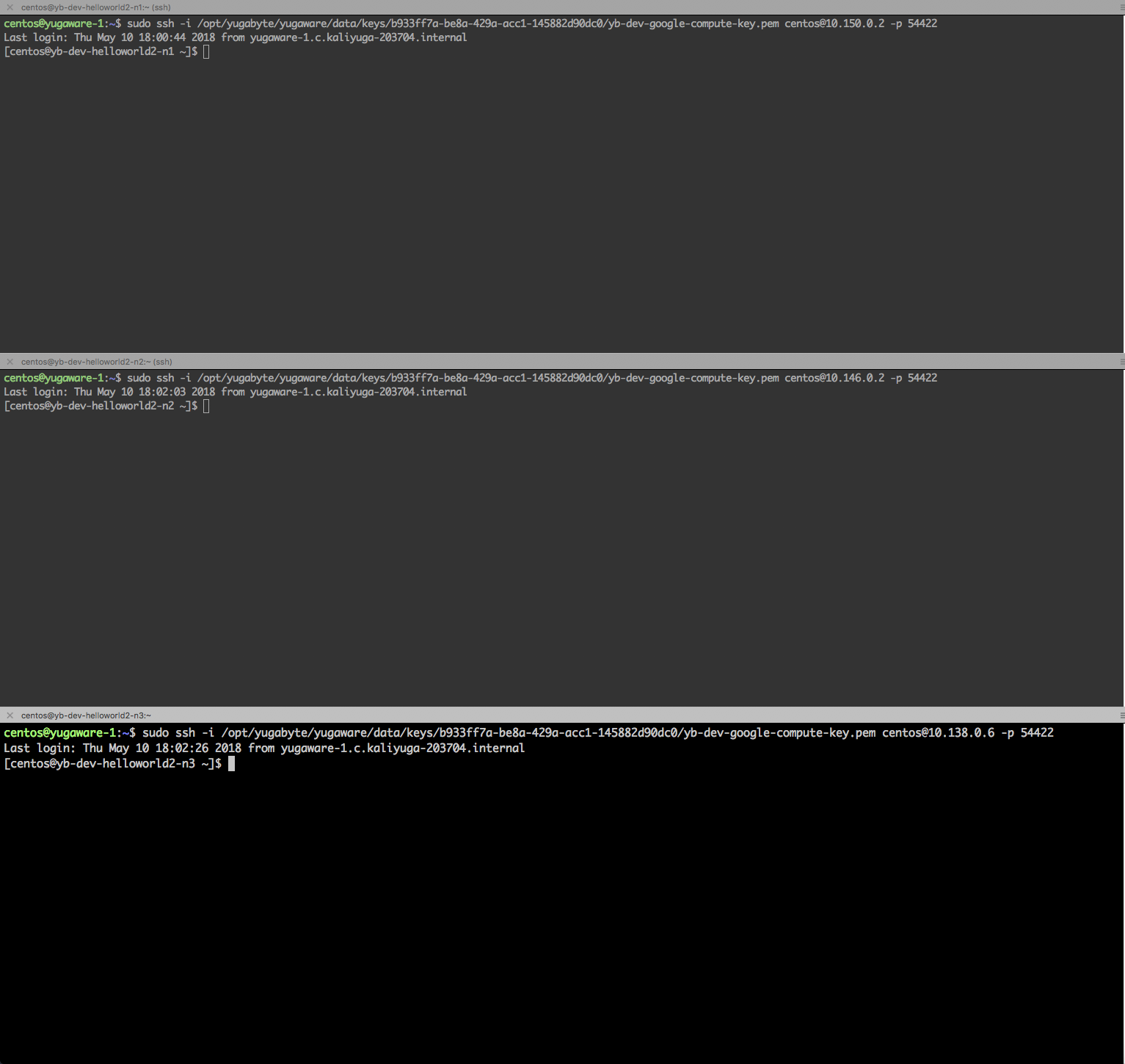 Multi-region universe node terminals