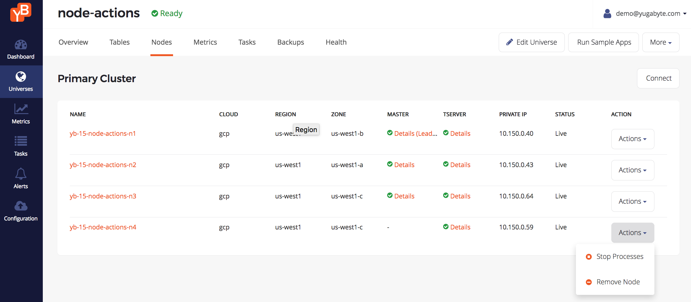 Stop Node Actions