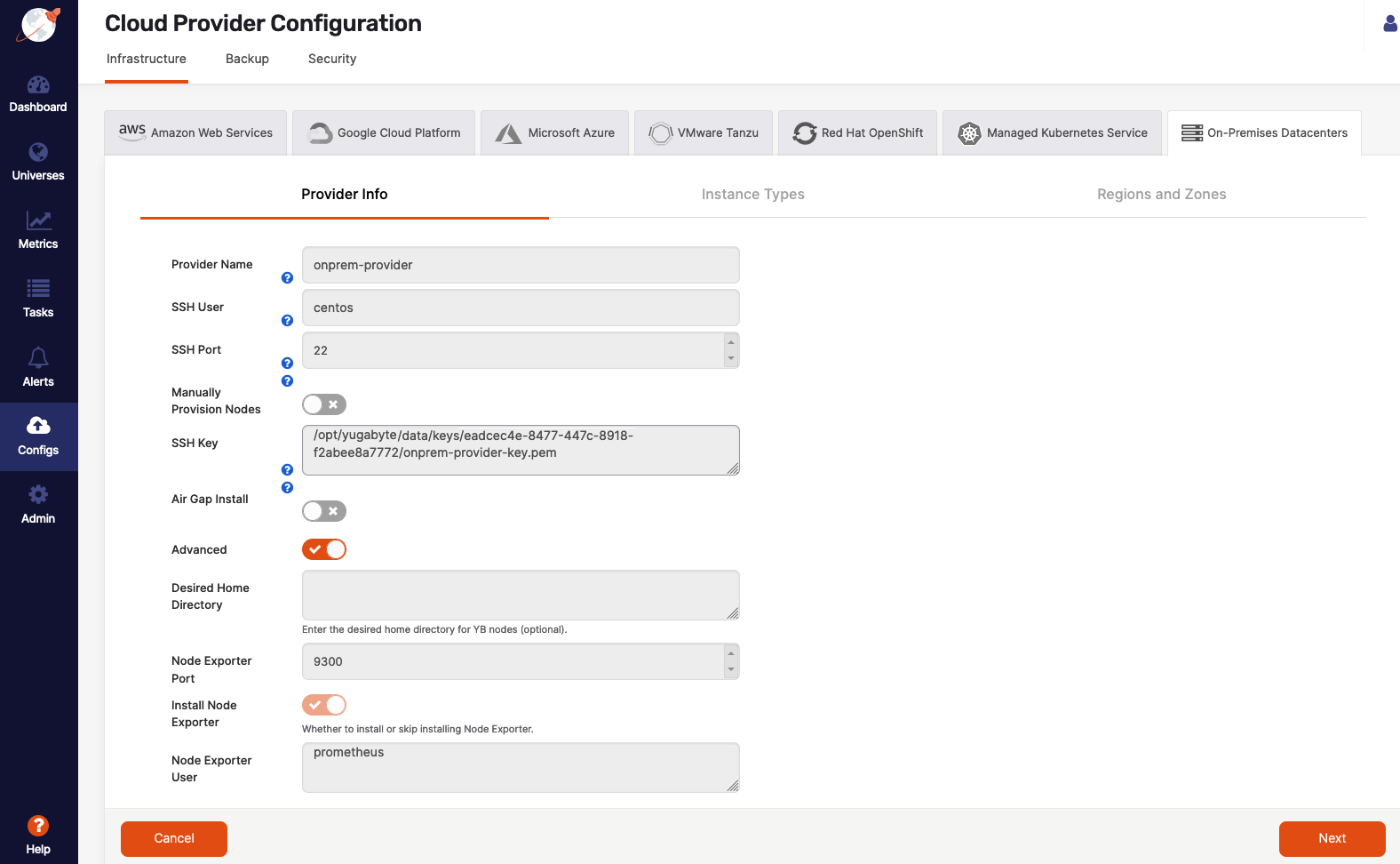 Configure On-Premises Cloud Provider