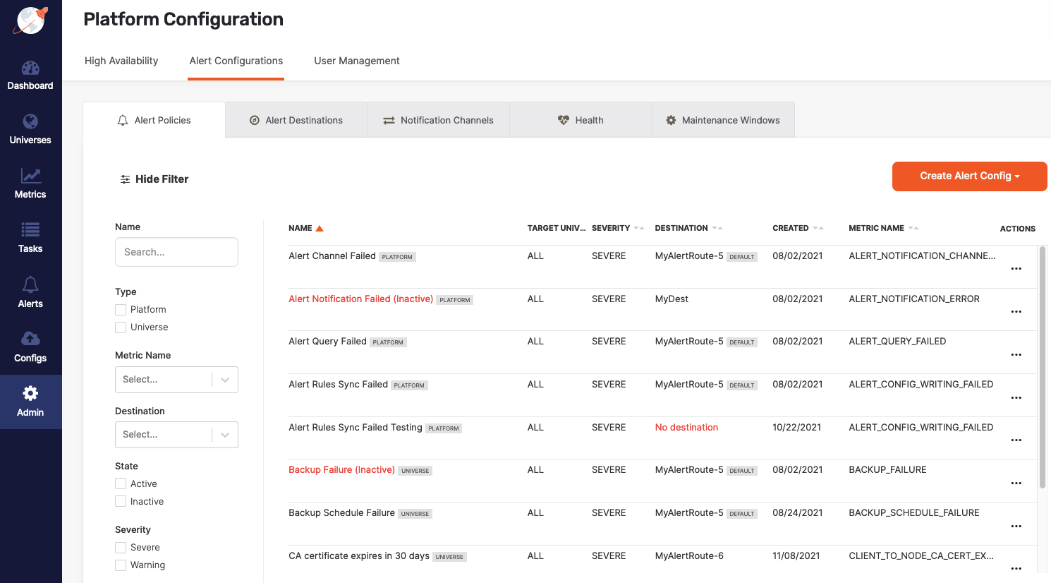 Configure alerts